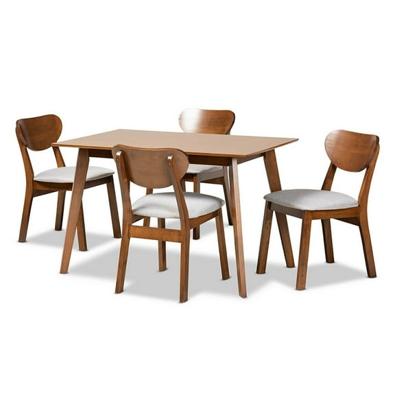 Damara Grey Fabric Upholstered Wood 5-Piece Dining Set