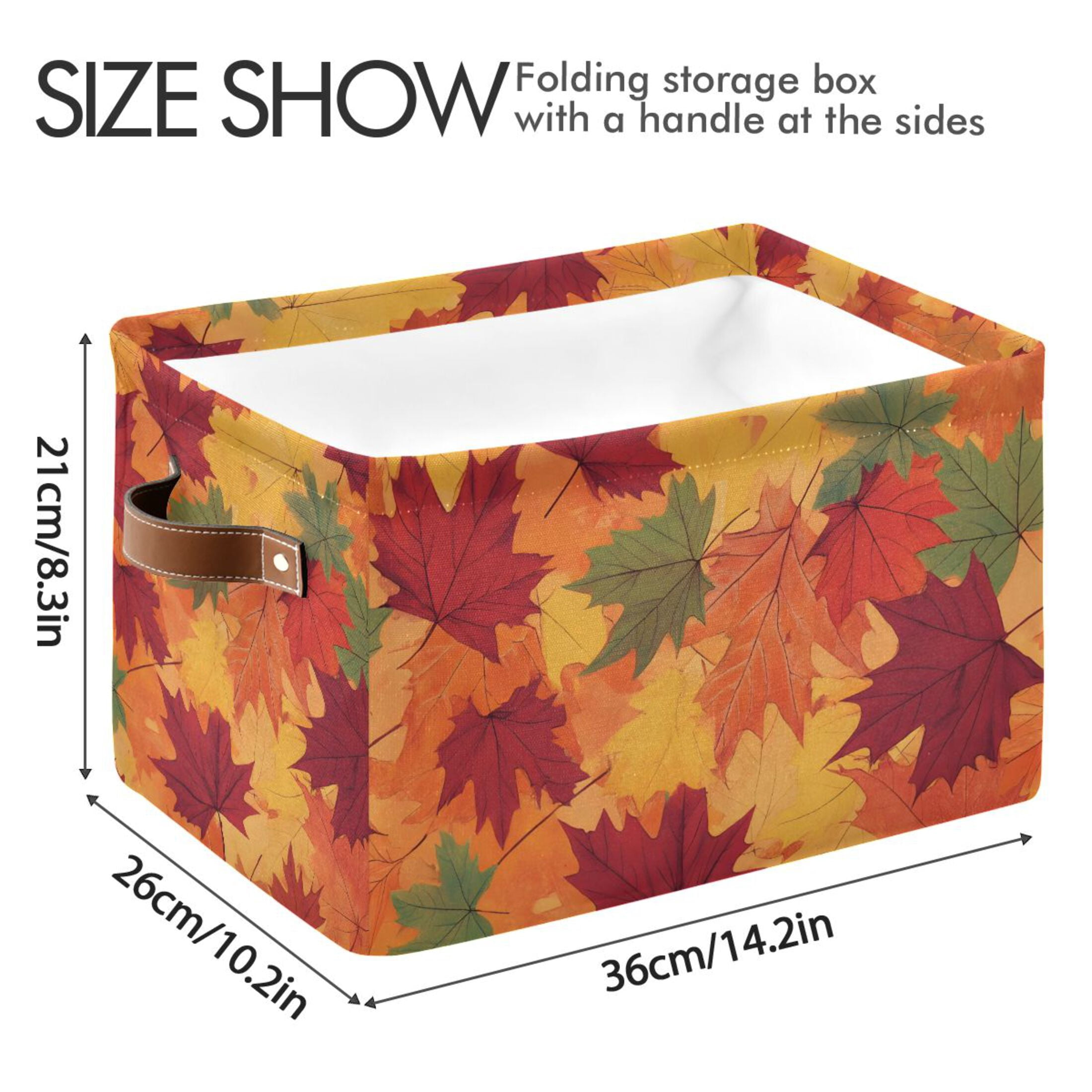 Ryvnso Leaves Fall Storage Basket Large Bin Foldable Boxes Toys Organizer 14.2x10.2x8.3in 2 PCs