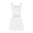 thumbnail image 4 of Baqcunre Women's Two Piece Knitted Sleeveless Matching Crop Top and High Waisted Shorts Sets,Color White,Size XS-L, 4 of 8