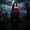 thumbnail image 3 of Gothic Witch Dress For Women Off Shoulder Butterfly Sleeve Lace Halloween Dress Medieval Vampire Vintage Gothic Outfit, 3 of 7