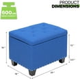 thumbnail image 2 of WSSYzyzf 25 Inches Storage Ottoman, Upholstered Linen Foot Rest Stool for Couch with Hinged Lid, Ottoman with Storage for Living Room, Bedroom, Entryway, Load up to 600 lbs, Blue, 2 of 18