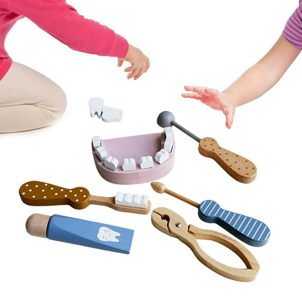6Pcs Wooden Doctor Role Play Simulation Examination Tools for Party Children CUTICAT médico de juego de roles