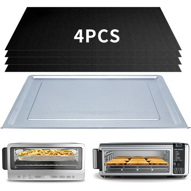 Crumb Tray Replacement for Ninja Foodi SP101 SP151 Air Fryer Oven with 4 Pcs Teflon Mats, Air Fryer Accessories for Ninja airfryer Flip Up Toaster Oven