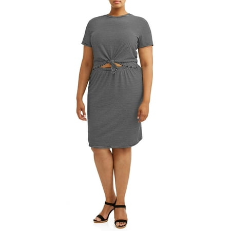 Juniors' Plus Open Tied Detail Dress