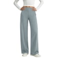 thumbnail image 5 of HomeDM Womens Wide Leg Pants with Pockets High Waisted Casual Lounge Trousers Gray Work Office Pants Size L, 5 of 8