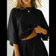 thumbnail image 4 of Conjuntos de Pijama para Mujer, Blusas Extragrandes de 3/4 y Pantalones Cortos con Cintura Elástica, Conjuntos de Estar por Casa. Negro L, 4 of 10
