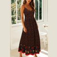 thumbnail image 3 of EIMELI Femmes Bohème V-Cou Bretelles Jupe Robe Florale Robe de Plage d'Été, 3 of 12