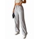 thumbnail image 2 of Pantalones de Mujer de Cintura Alta con Bolsillos y Parte Inferior . Gris M, 2 of 8