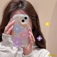 thumbnail image 4 of 3D Ond Borde Curvo Brillante Colorido Flores Frescas Carcasa Compatible Para iPhone 7Plus XR 11 14 12 13 Pro Max X 7 8 6s 6 Plus XS SE 2020 Funda De Tpu Suave A Prueba De Golpes, 4 of 4