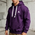 thumbnail image 7 of Men's Vintage Graphic Letter Hoodies Long Sleeve thermal Drawstring Hooded Sweatshirts Spring Fall Oversized Pullovers with Kangaroo Pocket Size 4XL Purple, 7 of 7