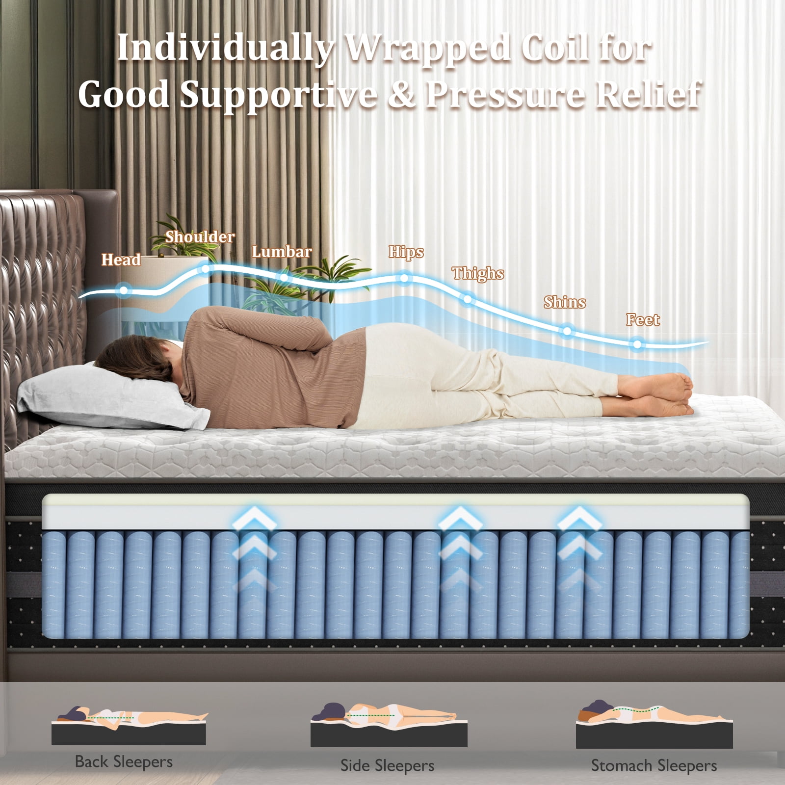 14" Queen Mattress, Extra Firm Hybrid Mattress with Cooling Gel Memory Foam, Euro Top Fiberglass Free, 365-Night Trial CertiPUR-US