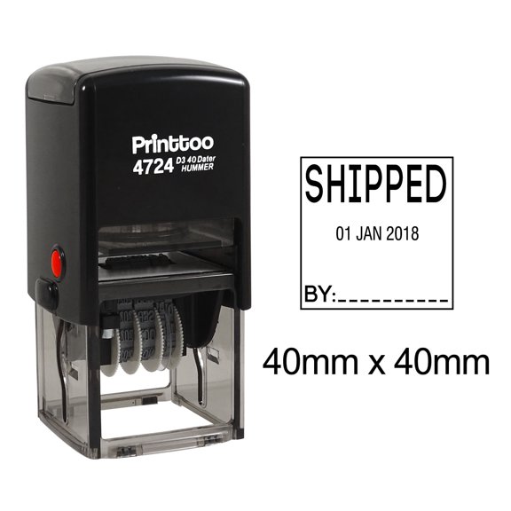 Printtoo Dater Stamp Self Inking With Shipped By Text Office Stationery Date Rubber Stamp-Black