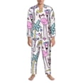 thumbnail image 3 of Daiia Summer with Flamingo for Men's Long-Sleeved Pajama Set – Soft & Comfortable Sleepwear Button-Up Pajamas Cozy Lounge Wear-Medium, 3 of 7