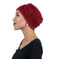thumbnail image 4 of Lauren Luxury Fleece Beanie Women's Hat Cancer Headwear Chemo Cap Ladies Winter  (Burgundy), 4 of 4