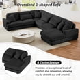 thumbnail image 3 of 129" Modular Sectional Sofa, U-Shaped Cloud Couch with a Chaise Lounge, Modern Upholstered Corduroy 5 Seat Sofa for Living Room, Black, 3 of 8