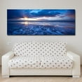 thumbnail image 6 of Ocean Canvas Wall Art Teal Coastal Beach Painting Blue Sky Natural Turquoise Landscape Panoramic Picture Gold Foil Textured Artwork without Fram for Living Room Bedroom Kitchen Bathroom Decor,60x20in, 6 of 7