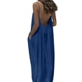 thumbnail image 6 of Edvintorg Women's Solid Color Maxi Dress Loungewear Sleeveless Backless Casual Loose Long Dresses with Pockets, 6 of 8