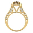 thumbnail image 4 of 2.7ct Round Cut Brown Champagne Crystal 18k Yellow Gold Engraving Statement Bridal Wedding Halo Designer Ring Size 3.5, 4 of 5