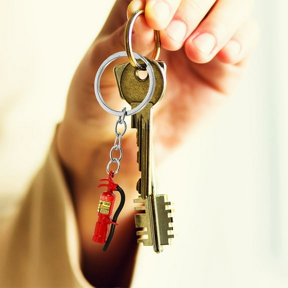 PTOOTP 8pcs Firefighter Keychain Set Mini Fireman Identity Pendant for Men Metal 3.1x1.2x0.4in