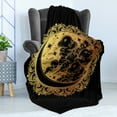 thumbnail image 4 of Psychedelic Soft Flannel Fleece Throw Blanket, Occult Medieval Graphic Artwork, Cozy Plush for Indoor and Outdoor Use, 70" x 90", Yellow and Black, by Ambesonne, 4 of 5