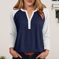 thumbnail image 2 of UngA Tshirts for Women Womens Fall Loose Plain Long Sleeve T Shirts Basic Tees Shirt Pocket Casual Comfy Tops Trendy T-Shirts Navy,XL, 2 of 7