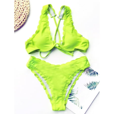 Honeeladyy Lady Women Solid Color Push-Up Padded Bra Bikini Beach Set Swimsuit Swimwear Swimming suits for Women on sale