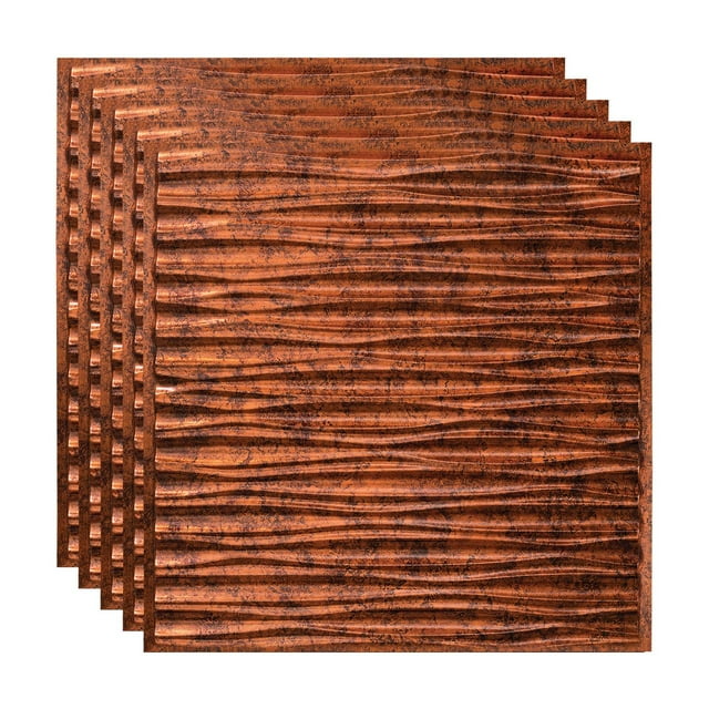 FASÄDE Dunes Decorative Vinyl 2ft x 2ft Lay in Ceiling Panel in Moonstone Copper (5 Pack)