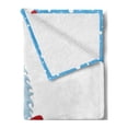 thumbnail image 2 of Christmas Soft Flannel Fleece Throw Blanket, Father Christmas Happy Illustration Winter Snow Season Elements, Cozy Plush for Indoor and Outdoor Use, 60" x 80", Vermilion Blue White, by Ambesonne, 2 of 5