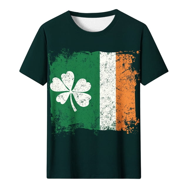 Hauts Amples pour Femmes Manches Courtes Col Rond Imprimé Jour de la Saint-Patrick Polyester T-Shirt Décontracté 1 Pce
