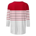 thumbnail image 5 of Royisotas Casual Womens Tops Summer Striped Red 3/4 Sleeve Women's T-Shirts Crew Neck Loose Shirts, 5 of 5