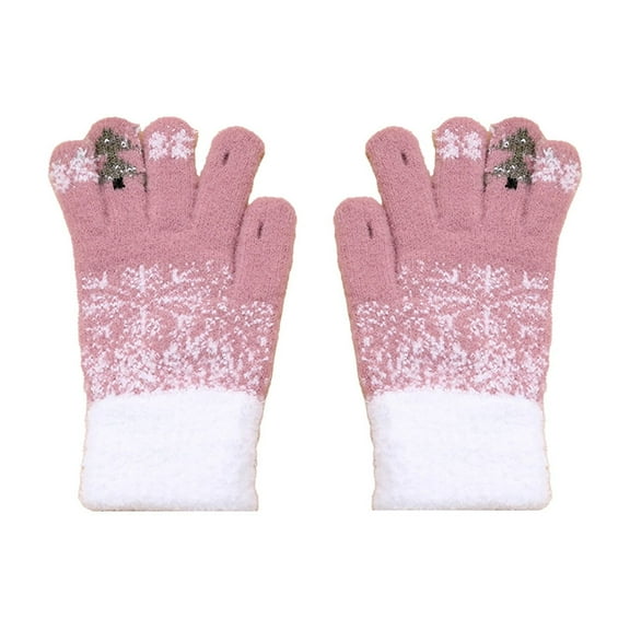 christmas decorations Snowflake Christmas tree warm gloves, winter padded thickened knitted plush gloves, fingerless gloves, riding gloves, snow gloves, walking gloves