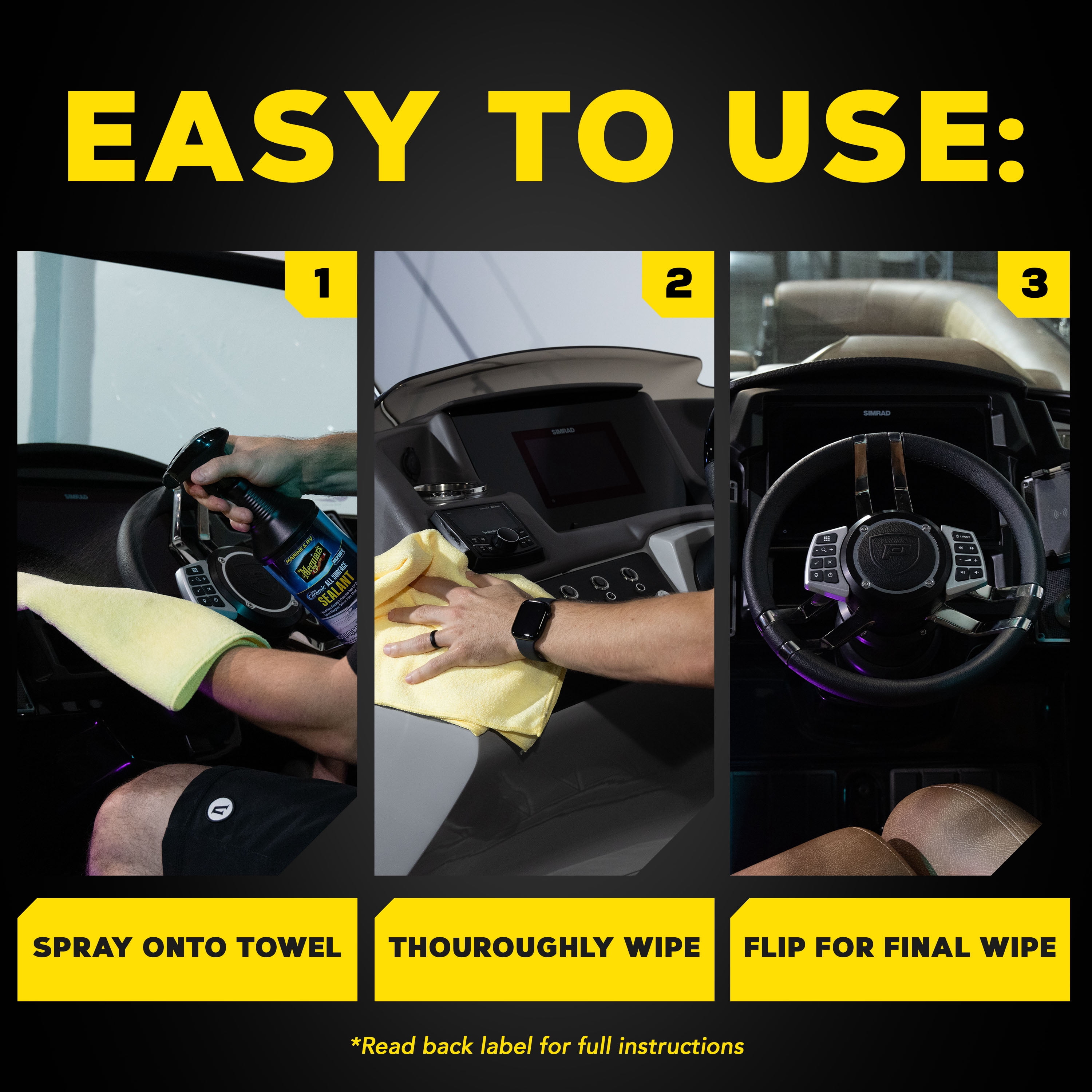 Meguiar's Marine & RV Hybrid Ceramic All Surface Sealant - Fiberglass & Gel Coat Sealant that Boosts Gloss, Beading & Protection from UV Damage - Easy to Apply and Wipe Off - 32 Fl Oz Spray