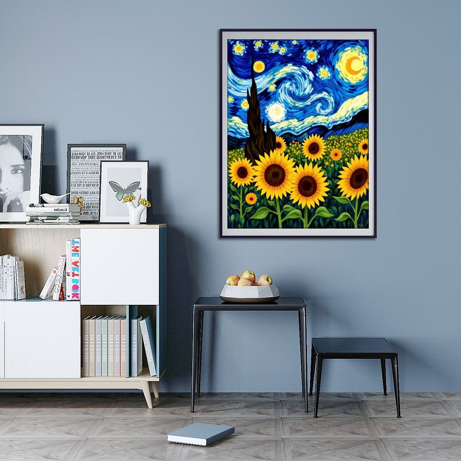 Diamond Art Kits for Adults - 5d Starry Night Sunflower Field Diamond Painting for Adults, Diamond Art for Adults Beginners, Diamond Painting Kits for Adults for Home Wall Decor