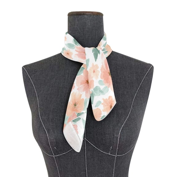 Square Scarf 24x24 Inch Sage Green Floral Print Silky Satin Sun Protection Neck Scarf for Women Multi-Purpose Head Wrap Bandana for Hair Bag Decoration