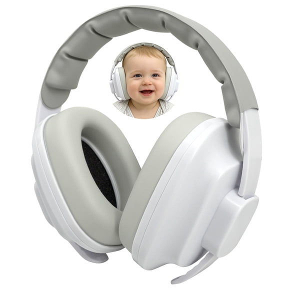 Baby Hearing Protection Earmuffs, Adjustable Noise Reduction Safety Ear Muffs with Plush Padded Headband & Soft Ear Pads for Infant Toddler Kids, for Travel, Concerts, Fireworks, Sports Events