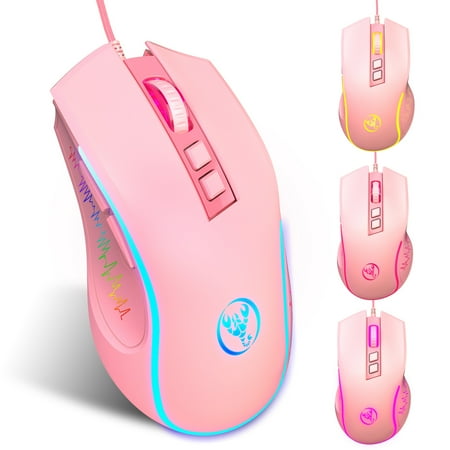 X100 Wired Gaming Ergonomic Gaming Office 7-color Breathing Light Effect 4-gear Adjustable DPI Pink