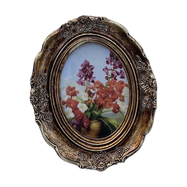 Siruishop Oval Photo Frame 4x5inch Handmade European Styled for Weddings Decor Elegant