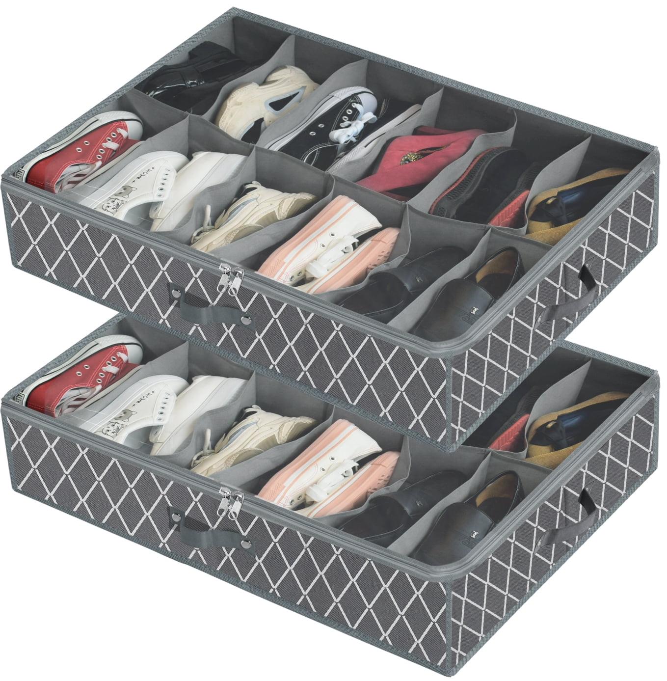 Homyfort Under Bed Shoe Storage Organizer Set of 2, Foldable Underbed