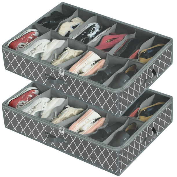 Homyfort Under Bed Shoe Storage Organizer Set of 2, Foldable Underbed