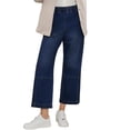 thumbnail image 2 of Women Elastic Waist Casual Wide Leg Jeans Ankle Barrel Capri Denim Pants, 2 of 7