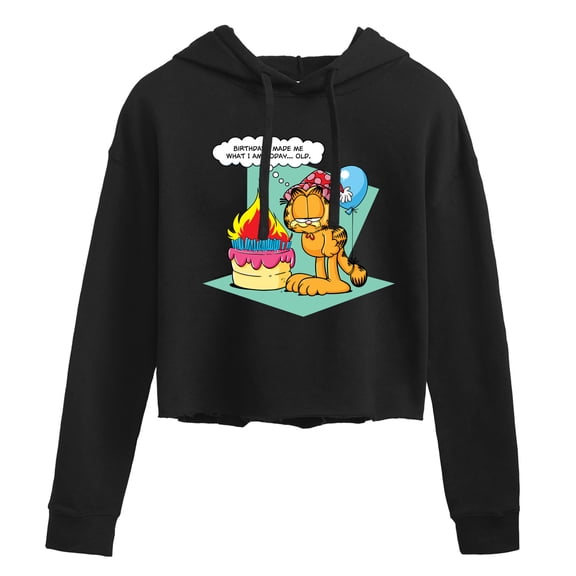Garfield - Birthday's Make Me Old - Juniors Cropped Pullover Hoodie