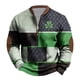 thumbnail image 1 of Penkiiy Día de San Patricio Shamrock Patch Chest Print 1/4 Zip Sweatshirt XL Verde Ejército, 1 of 3
