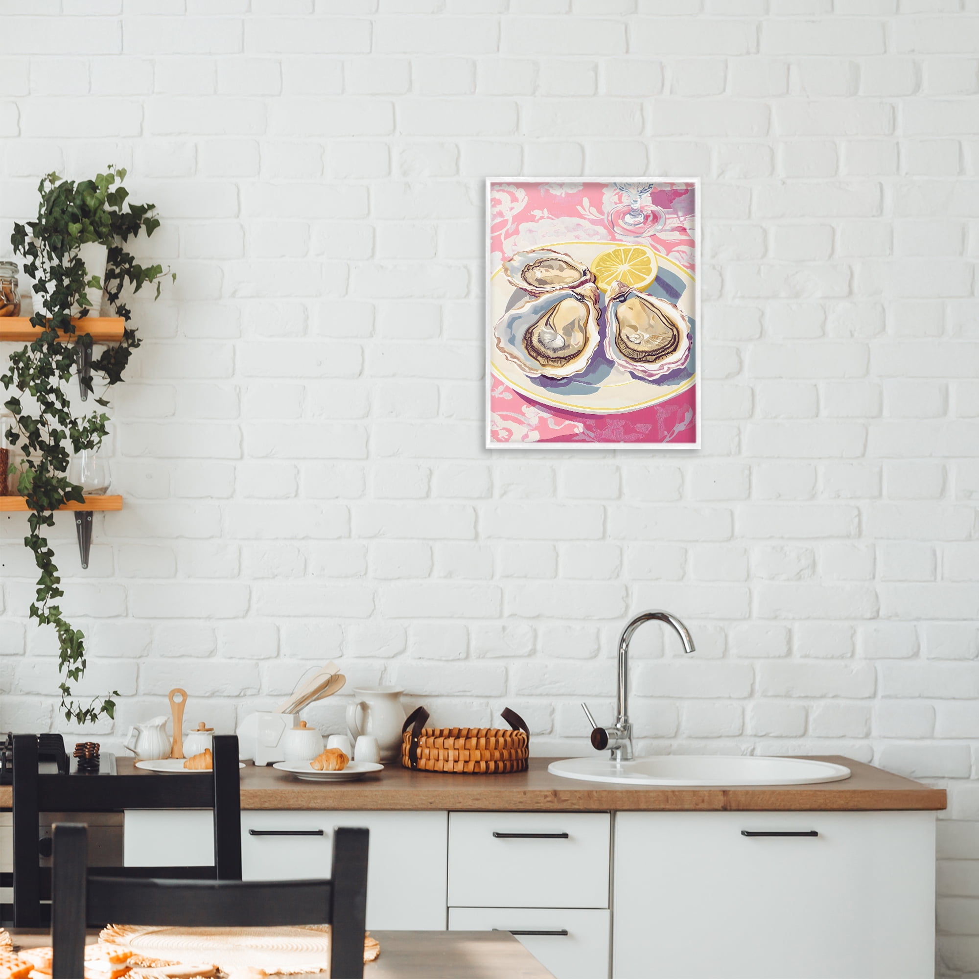 Stupell Industries Plated Oysters & Lemons White Framed Giclee Art, design by The Prints Vibe