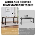 thumbnail image 5 of DECMAY Computer Desk Large Office Desk, Gaming Desk Writing Desk Work Desk for Home Office, Study, Modern Simple Wooden Desk, Large Legroom, Metal Frame, Rustic/Black, 5 of 17