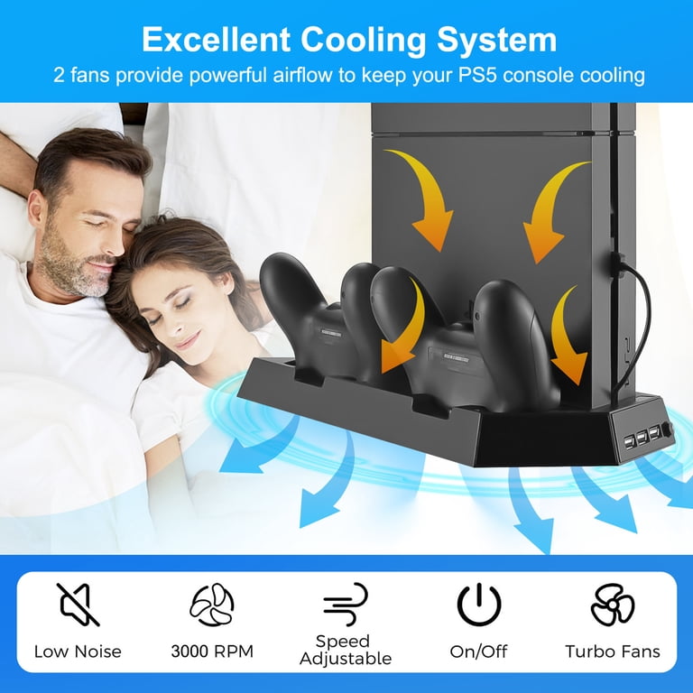 TSV Vertical Stand for PS4, Cooling Fan, Dual Controller Charging
