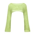 thumbnail image 5 of Ltctricy Women's Crochet Crop Tops Long Sleeve Boat Neck Hollow out See Through Cover Ups Knit Shrug Sweaters(Mint Green,Small), 5 of 5