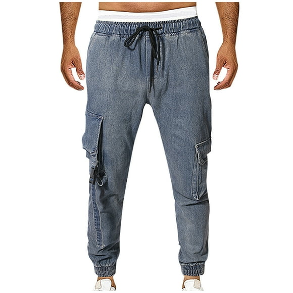 CEHVOM Men's Casual Sport Pants Jeans Fit Running Joggers Sweatpants Denim Trousers