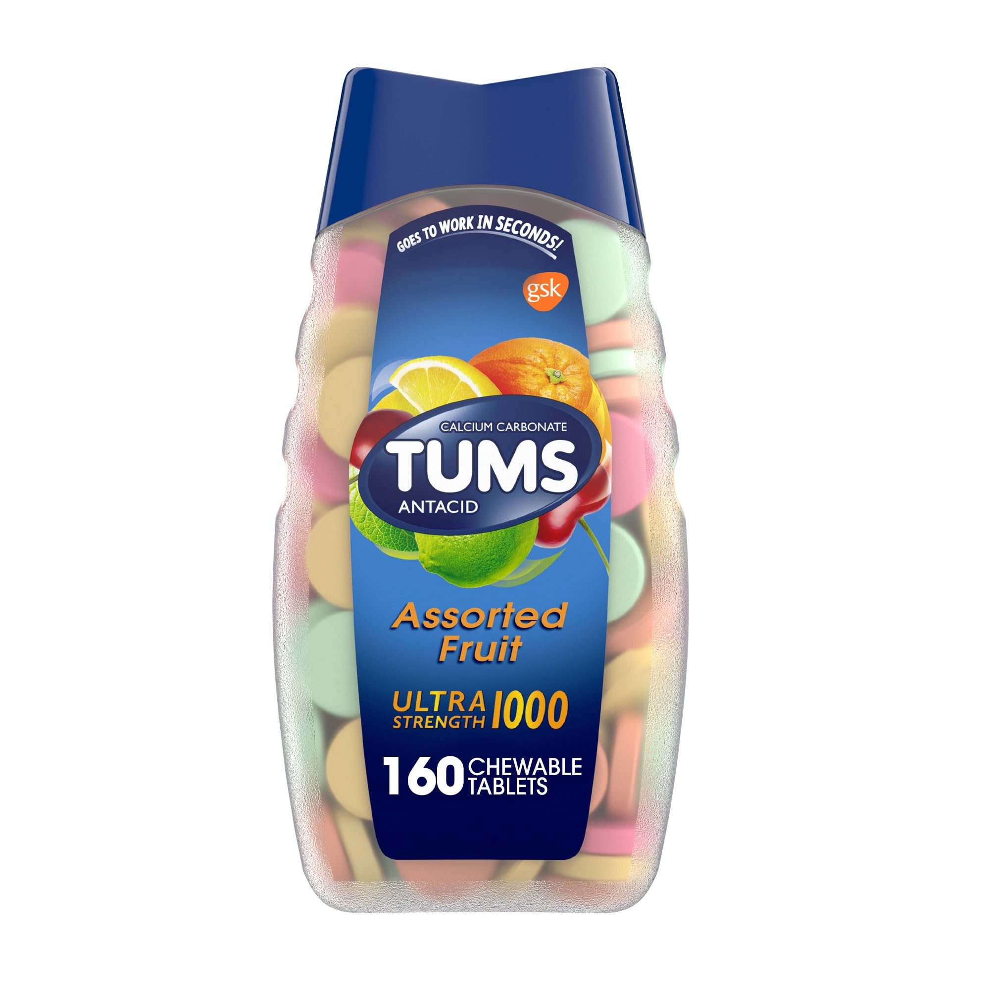 (2 pack) Tums Ultra Strength Heartburn Relief Chewable Antacid Tablets, Fruit, 160 Count