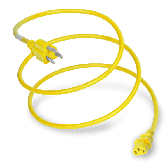 World Cord Sets 7 Foot NEMA 5-15P to IEC320 C13 Standard Duty Universal TV/ Computer/Electronics Cord 15 Amp Power Cable (Yellow)