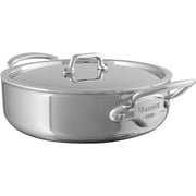 Mauviel M'Urban 4 Tri-Ply Polished Stainless Steel Rondeau With Lid And Cast Stainless Steel Handle, 3.2-Qt